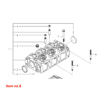 Stehbolzen Iseki /Isuzu E3CD, E3CE, E3CF, E3CG, E4CG, E262, E269, E374, E383, E393, E3100, E3112, Massey Ferguson, Mitsubishi, 