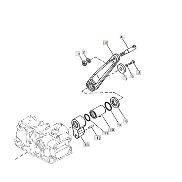 Hebearm (oben) Mit Stift Yanmar YM180, YM186, YM1510, John Deere 650, 750, Cub Cadet EX2900, EX3200